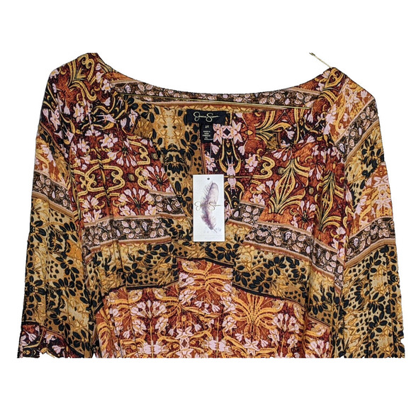 NEW Jessica Simpson 2X Midi Dress Fall Autumn Long Sleeve Hi/Low Hem Lightwt NWT - Picture 2 of 8